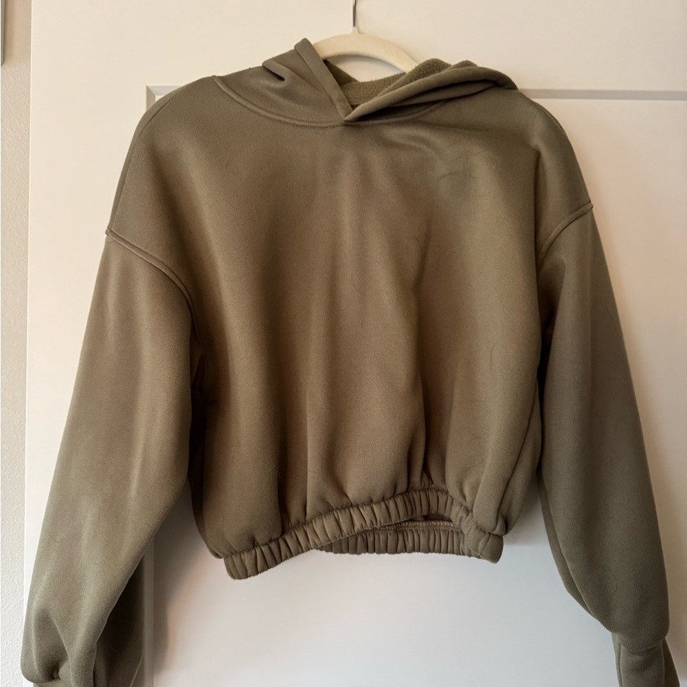 Olive Green Cropped Top and Bottoms